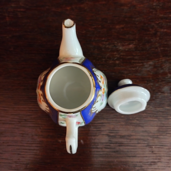 EUC Miniature Cobalt Floral Teapot - Picture 7 of 11
